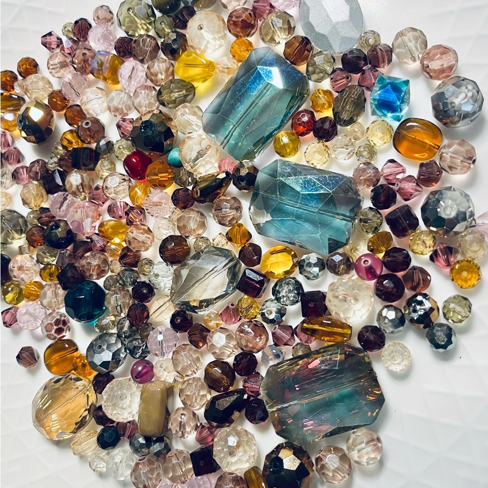 Mixed Glass Bead Assortment in Teal, Amber & Pink
